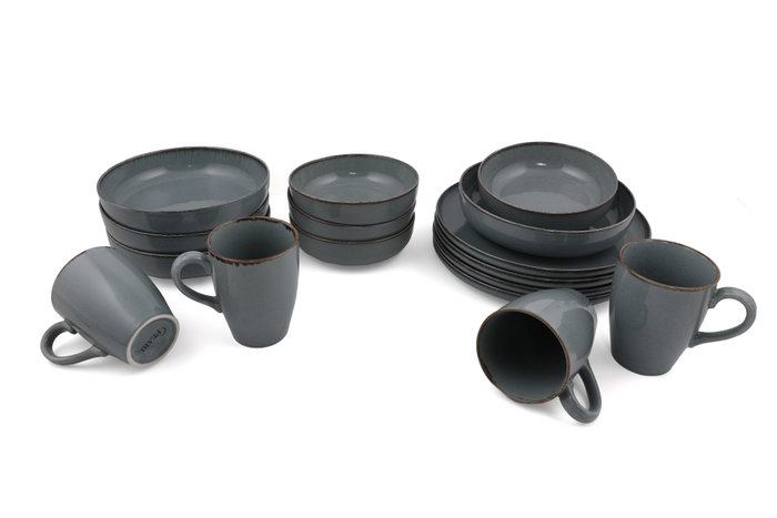 Hermia Vajilla de 16 Piezas en Porcelana Gris